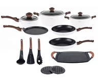 Zestawy garnków i patelni - KOMPLET GARNKÓW z POWŁOKĄ MARMUROWĄ 15 EL. ZILNER WHITE LILLY ZL-8592 - miniaturka - grafika 1