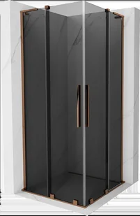 Mexen Velar L Duo kabina prysznicowa rozsuwana 100x100 cm, grafit, różowe złoto - 871-100-100-02-43-60 - Kabiny prysznicowe - miniaturka - grafika 1