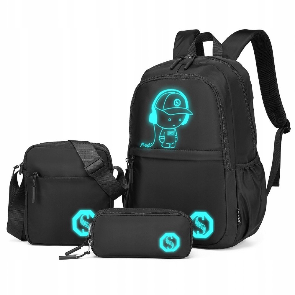Fluorescencyjny Zestaw Szkolny 3w1 Plecak dla chłopca i dziewczynki Mkid