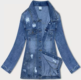 JEANSOWA DAMSKA KURTKA Z PRZETARCIAMI NIEBIESKA (GD8727-K) - GOURD JEANS - Kurtki damskie - miniaturka - grafika 1