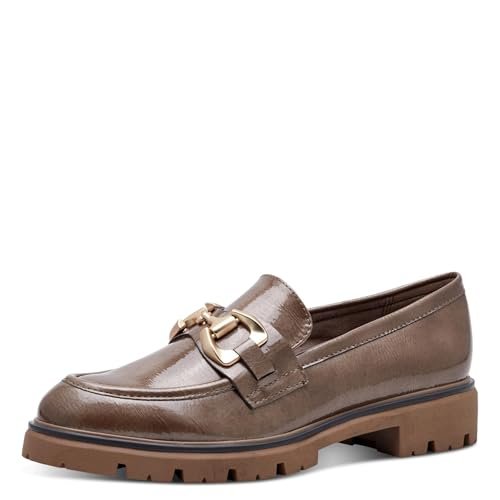 Marco Tozzi Damskie kapcie 2-24700-43, szarobrązowe (taupe patent), 40 EU, Taupe Patent, 40 EU