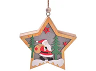 Oświetlenie świąteczne - Lampka świąteczna BELINE drewniana Mikołaj gwiazda - miniaturka - grafika 1