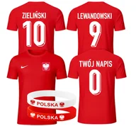 Piłka nożna - NIKE Koszulka Dziecięca Polska TWÓJ NAPIS LEWANDOWSKI 9 + Opaski - miniaturka - grafika 1