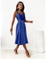 Sukienki - Rozkloszowana sukienka na ramiączkach CRISSY - chabrowa - miniaturka - grafika 1