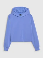 Bluzy damskie - Damska bluza dresowa nierozpinana z kapturem 4F 4FWSS25TSWSF1562 - niebieska - miniaturka - grafika 1