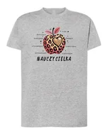 Koszulki i topy damskie - Koszulka dla Nauczycielki Jabłko Szara L - miniaturka - grafika 1