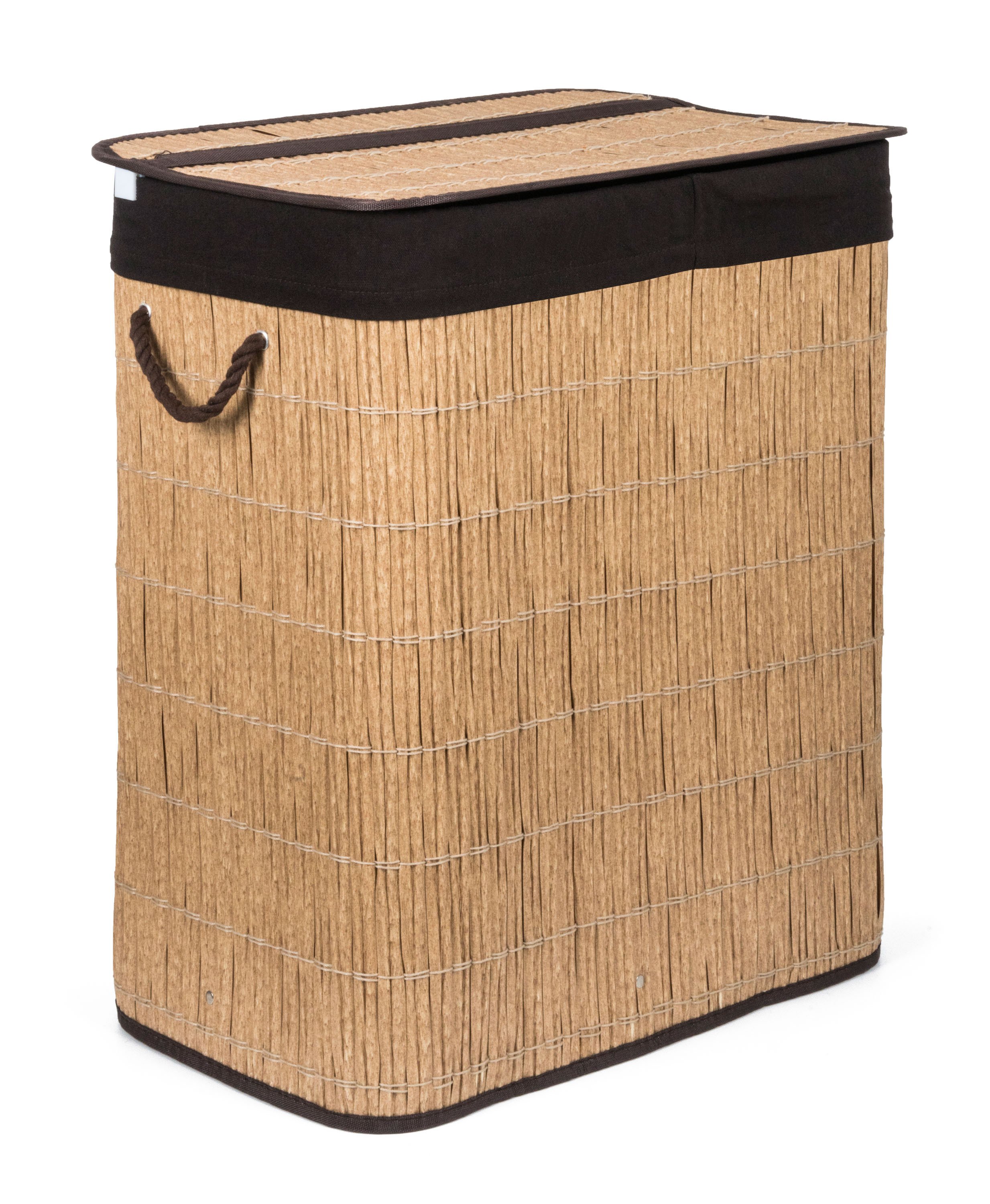 G21 105 l kosz na pranie z przegrodą, rattanowy design z brązowym koszem