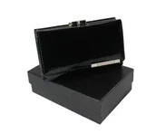 Portfele - Portfel Damski Skórzany GREGORIO 14 cm Klamra i Klapka Skóra Naturalna Lakierowany GF-108 CZARNY RFID 14 x 9 x 4 [cm] - miniaturka - grafika 1