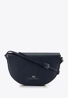 Torebki damskie - Damska saddle bag z groszkowanej skóry granatowa - miniaturka - grafika 1