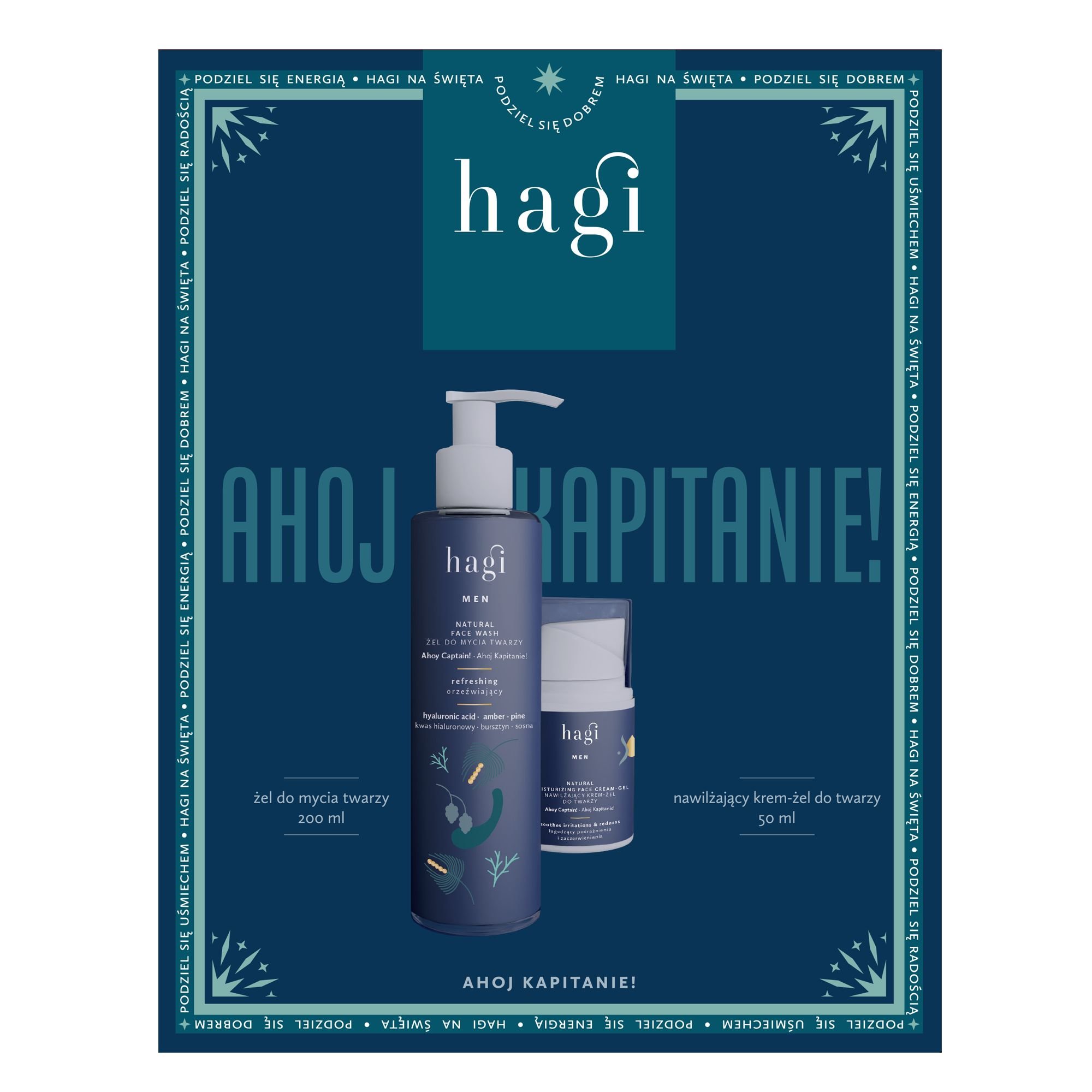 Hagi zestaw Ahoj Kapitanie: Żel do mycia twarzy 200ml + Krem-żel nawilżający 50ml