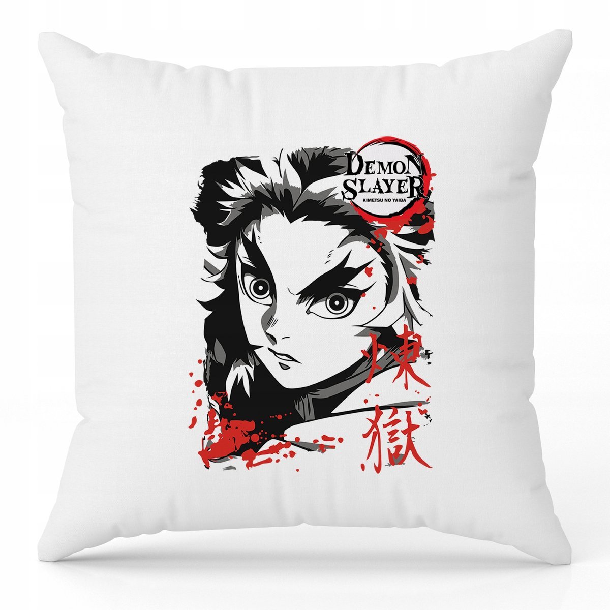 Poduszka Biała Ozdobna 40cm x 40cm DEMON SLAYER KIMETSU Film Anime Wzory