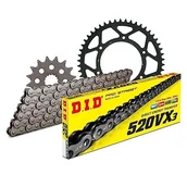 Części motocyklowe - Zestaw łańcuchów DID stal 520VX3 / 120 zapięcie na klips do KTM LC4 EXC EGS SX 620 ccm rok prod. 1997-1998 - miniaturka - grafika 1