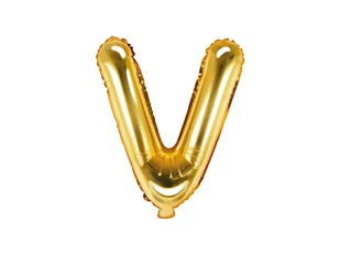 Party Deco Balon foliowy litera "V" złota - 35 cm FB2M-V-019 - Balony i akcesoria - miniaturka - grafika 1