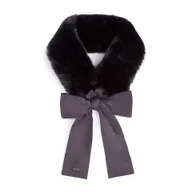 Apaszki i szaliki męskie - Damski szalik ze sztucznym futerkiem czarny - miniaturka - grafika 1