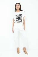 Spodnie damskie - Marchewkowe spodnie z zakładkami - maślany - miniaturka - grafika 1