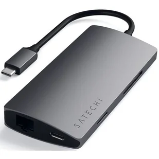 Satechi SATECHI HUB USB-C ETHERNET V2 HDMI 4K USB 3.0 SD MICRO SD Space Gray | MacBook ST-TCMA2M Aluminum Multi-Port Adapter Version 2 (S - Części i akcesoria do laptopów - miniaturka - grafika 1