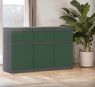 Komoda 5 Szuflad Best Oleksa Nowoczesna Szafka Szara Mat Butelkowa Zieleń - Komody - miniaturka - grafika 1