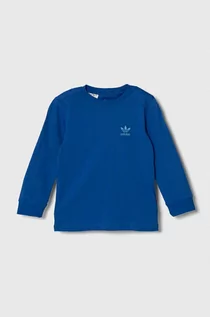 Bluzki dla chłopców - adidas Originals longsleeve bawełniany dziecięcy kolor niebieski gładki - grafika 1
