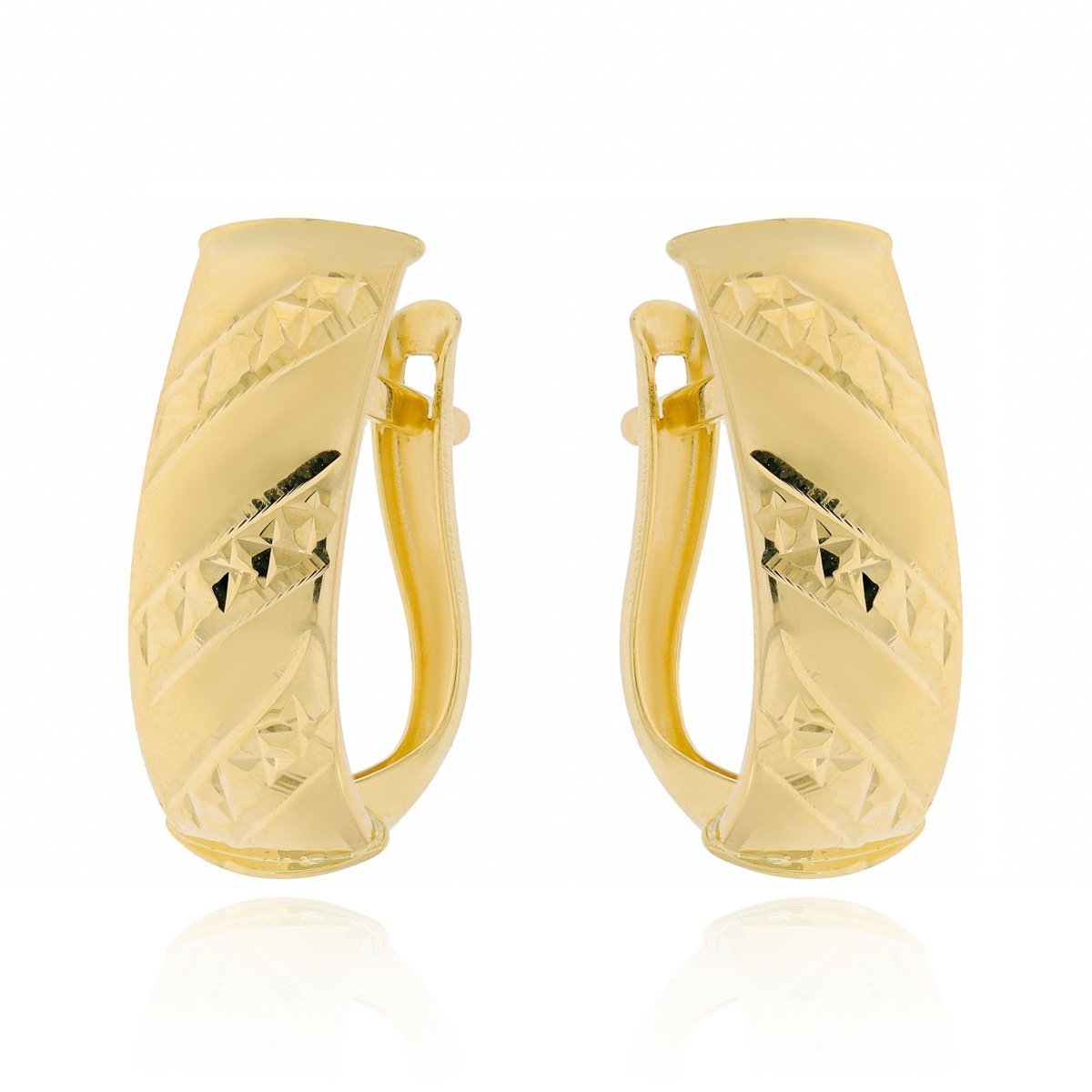 Złote kolczyki grawerowane na angielskim zapięciu pr. 333