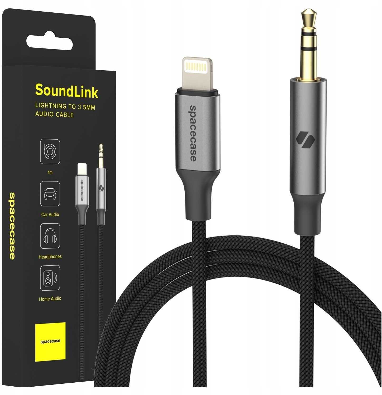 Apple spacecase Kabel Audio Lightining Do Mini Jack 3.5mm SPACECASE Przejściówka Adapter AUX do Iphone
