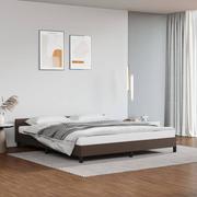 Łóżka - Lumarko Rama łóżka z zagłówkiem, brązowe, 160x200 cm, sztuczną skórą - miniaturka - grafika 1