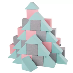 KiddyMoon Miękkie klocki 14cm mix: jasnoszary-różowy-miętowy 48 - Maty edukacyjne - miniaturka - grafika 1