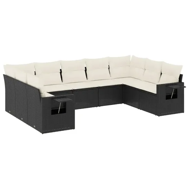 Zestaw mebli ogrodowych modułowych czarny rattan PE 62 x 62 x 69 cm