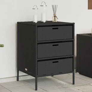 Szafa ogrodowa vidaXL Szafka ogrodowa, czarna, 55x59x80 cm, polirattan - Pozostałe meble ogrodowe - miniaturka - grafika 1