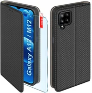 Etui i futerały do telefonów - Etui z klapką do Samsung A12 M12 Zamykane Czarne Futerał + Szkło 9H - miniaturka - grafika 1