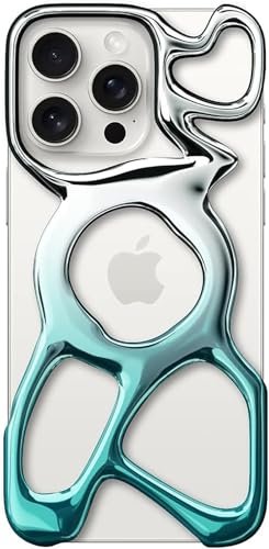 Angry miao Puste etui na telefon iPhone 16 Pro, kompatybilne z MagSafe, lekkie 22 g, rozpraszające ciepło, duża ochrona, błyszczące srebrne + niebieskie