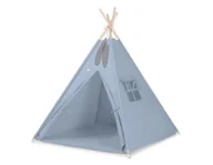 Namioty i tipi dla dzieci - Namiot TIPI dla dzieci +mata + zawieszki pióra - brudny niebieski - miniaturka - grafika 1