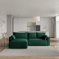 Pościel - Masseno Narożnik FORIL z funkcją spania i pojemnikiem na pościel Kształt L, Rozkładana sofa, Rogówka - Butelkowa zieleń, MONOLITH 37 - miniaturka - grafika 1