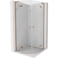 Kabiny prysznicowe - Mexen Mist L kabina prysznicowa półokrągła uchylna 90 x 90 cm, transparent, miedź szczotkowana - 8A33L-090-090-65-00 - miniaturka - grafika 1