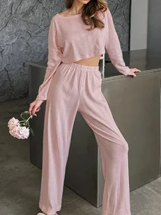 Komplet damski w styl oversize - Różowy L - Komplety damskie - miniaturka - grafika 1