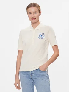 Tommy Hilfiger Polo Reg Crest Emb Polo Ss WW0WW41061 Écru Regular Fit - Koszulki i topy damskie - miniaturka - grafika 1