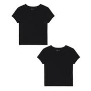 Koszulki i topy damskie - Cropp - 2 pack czarnych gładkich T-shirtów - Czarny - miniaturka - grafika 1