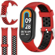 Akcesoria do smartwatchy - Pasek opaska perforowana Vanfone do Xiaomi Smart Mi Band 8/9, czerwono-czarny - miniaturka - grafika 1