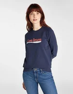Bluzy damskie - Lee Crew Sweatshirt Damska Bluza Klasyczna Logo Nadruk Dark Navy L53Kbrnm-S - miniaturka - grafika 1