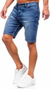 Spodenki męskie - Granatowe krótkie spodenki jeansowe Denley 0423 - miniaturka - grafika 1