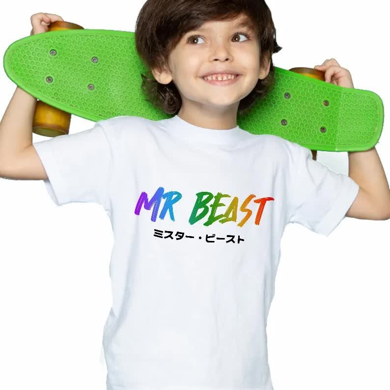 Koszulka Dziecięca Biała Dla Fana MR BEAST Wz 146