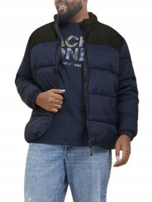 JACK&JONES GRANATOWA KURTKA MĘSKA PIKOWANA Z ZAMKIEM PLUS SIZE 4XL J5C