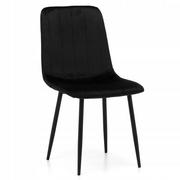 Krzesła - Krzesło Tapicerowane Pikowane Gela Welurowe Czarne - miniaturka - grafika 1