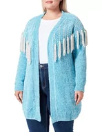 Swetry damskie - ZITHA Damski kardigan szenilowy 19025229-ZI01, turkusowy, M/L, turkusowy/niebieski, M-L - miniaturka - grafika 1