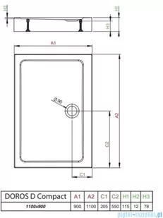Radaway Doros D Compact Stone brodzik 110x90 czarny SDRD1190-05-54S - Brodziki prysznicowe - miniaturka - grafika 2