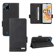 Etui i futerały do telefonów - Do OPPO Realme C11 2021/Realme C20 Magnetyczne zapięcie Skórzane etui na telefon z klapką Czarny - miniaturka - grafika 1