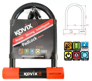Kłódka U-Lock z alarmem KOVIX KTL16-210 czarna - Akcesoria do alarmów - miniaturka - grafika 1