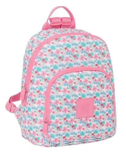 Safta MOOS KWIATY - Mini plecak do codziennego użytku, idealny dla dzieci w różnym wieku, wygodny i wszechstronny, jakość i wytrzymałość, tkanina nadająca się do recyklingu, 25 x 13 x 30 cm, kolor