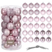 Bombki - Bombki choinkowe 30 szt. ozdoby świąteczne zestaw różowy CA0148 - miniaturka - grafika 1