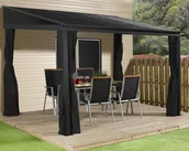 Pozostałe meble ogrodowe - Zadaszenie tarasu 3x3,6m SOJAG stalowy z moskitierami i zasłonami - miniaturka - grafika 1