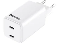 Ładowarki do telefonów - Sandberg AC Charger Dual USB-C PD65W EU - miniaturka - grafika 1